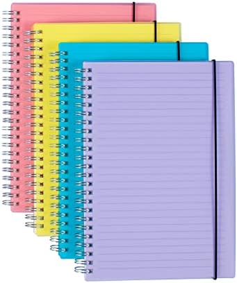 Spiral Notebook College vladao je 4 pakiranja s papirom debljine 120 GSM, A5 Spiral Wrived Journal s elastičnim pojasom,