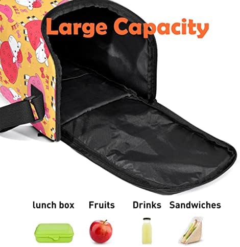Torbe za ručak za žene i muškarce, izolirana torba za ručak sa slatkom janjetinom iz crtića i ružičastom janjetinom s podesivom