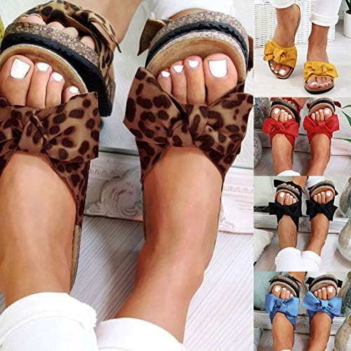 TOEAVA Ženske sandale Leopard Bow sandale povremene ljetne plaže platforme sandale za žene