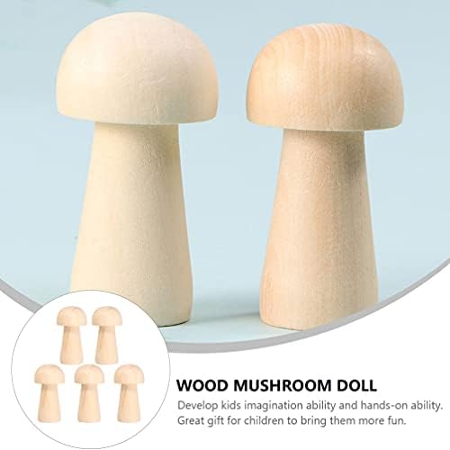 5pcs drvena gljiva prirodni nedovršeni Ukrasi od gljiva jednostavne neobojene figurice od drvenih gljiva mini gljive za umjetničke