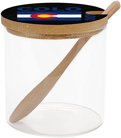 Staklenka za začine sa zastavom države Colorado Slatke staklene posude kutija za odlaganje posuda sa žlicom za kuhinju