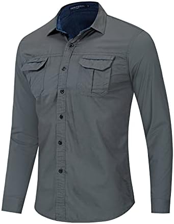 Košulje za muškarce, pamučna traper košulja dugih rukava, jednobojna nostalgična vojna košulja, bluze Na vrhu
