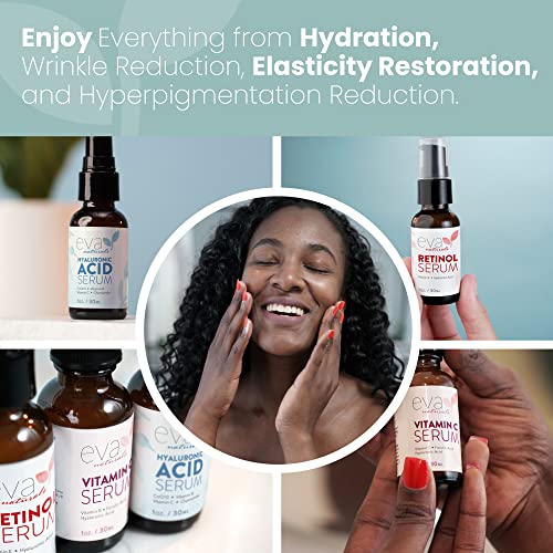 Set seruma protiv starenja - serum vitamina C, serum hijaluronske kiseline i serum retinola - proizvodi za njegu kože lica-hidratacija,