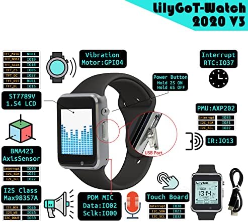 LILYGO TTGO T-WATCH 2020 V3 ESP32 Programirani sat dodirnih Dstike Deauther Watch s Wi-Fi-om i Bluetoothom