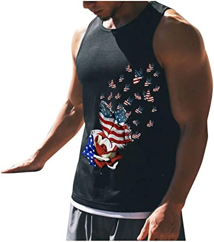 XXBR 4. srpnja muški tenk vrhovi američke zastave leptir tiskane košulje bez rukava ljetne patriotske tenkove za trčanje