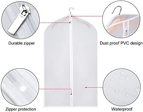 Prozirne torbe za odjeću 40-inčna torba za pohranu odijela s jakim patentnim zatvaračem poklopac za prašinu za odijelo zaštitni
