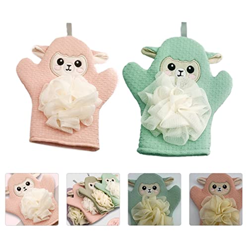 ToddMomy kupanje spužva na rukavi - loofah kuglice jastučići rukavice tuš beba nježna ručnika dual -puff ovca za kupanje