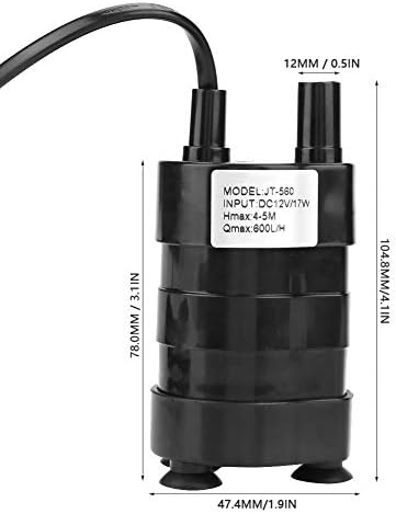 JT-560 MINI High Hydraulic Head DC bez četkica Pomoćna pumpa za vodu 12V -20 ℃ -90 ℃