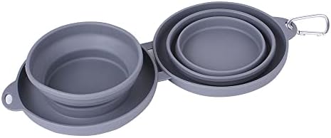 Zgusnuta sklopiva silikonska zdjela za kućne ljubimce u paketima, pribor za jelo s dvostrukom zdjelom za kućne ljubimce na