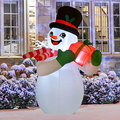 Comin 6ft božićni gumenjaci vanjski ukrasi, puhajte snjegović držanje poklon kutije napuhavanje s ugrađenim LED-ovima za