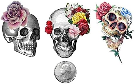 Privremena tetovaža - Halloween Candy Skulls Set / tetovaža bljeskalica, set od 3.
