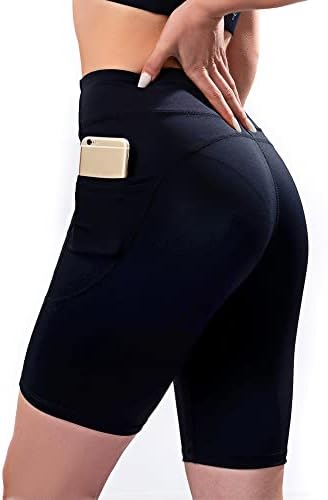 Tecox biciklističke kratke hlače s džepovima za žene, 8 visokog struka Spandex Spandex kratke hlače za podizanje stražnjice