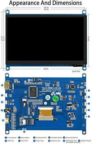 7inch HDMI LCD 1024X600 IPS Kapacitivni zaslon osjetljivog na dodir, HDMI/VGA zaslon za prikaz Podrška za sve verzije Raspberry