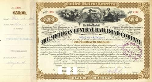 Željeznička tvrtka Michigan Central. Izdano Corneliusu Vanderbiltu-željezničke obveznice u vrijednosti od 5000 dolara