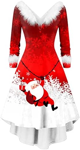 Ženska božićna zabava modna plišana plišana nepravilna haljina s dugim rukavima ružne smiješne džempere