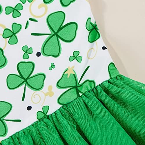 Djevojčice St.Patrick's Day haljina Shamrocks ruffle rukava Košulja sretna dječja djetelina karirana suknja