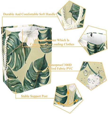 Plitka Palma i delikatesno lišće hibiskus 300 Pach Oksford PVC vodootporna košara za odjeću velika košara za rublje za deke