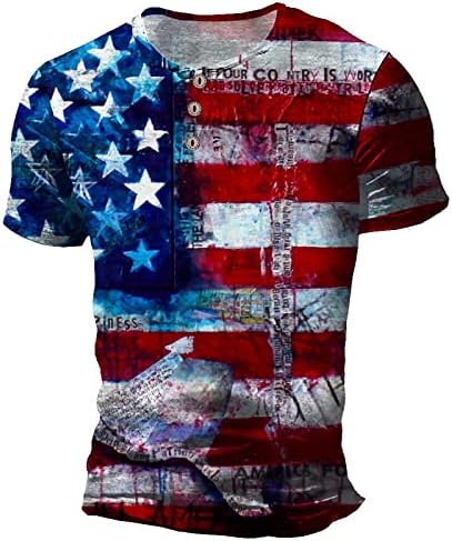 Ljetne muške košulje muške američke zastave Patriotska neovisnost kratkih rukava Dan majice majice Spandex Tee