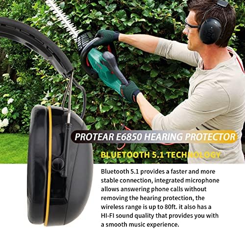Inf Protear (nadograđeni E6850 Bluetooth 5.1 Zaštita sluha s integriranim mikrofonom, zvučnicima visoke vjernosti, 48h+igranje,