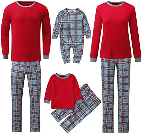 Dječaci djevojčice s dugim rukavima Plaseni tisak Romper kombinezon klasično podudaranje obiteljske pidžame Obiteljska obiteljska
