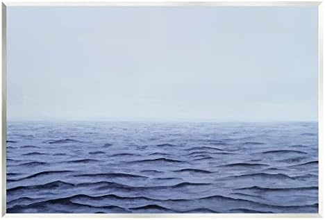 Stupell Industries Prostrani oceanski horizont umirujući plavi vodeni valovi drvena zidna umjetnost, dizajn Michaela Willetta