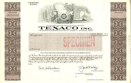 Texaco Inc. - Uzorak potvrde o skladištu