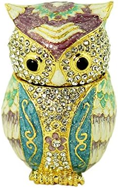 Echomerx Bejeweled Owl Trinet kutija plavo zlato s austrijskim kristalima