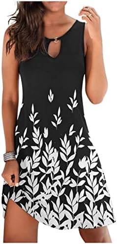 2023. Ženska ljetna haljina za plažu majice za tinejdžerice modni print Otvorena Mini haljina bez rukava s okruglim vratom