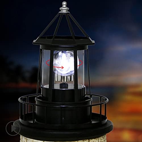 LED solarni svjetionik, 360 stupnjeva rotirajuća svjetiljka za dvorište vodootporne vrtne dimne tornjeve statue svjetla za
