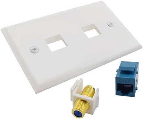 Zidna ploča konektora CAT6 Ethernet i TV Coax F-Type, Ozxno 2-Pack RJ45 ženski do ženskog ključa kamenca sa zlatnim oblogom