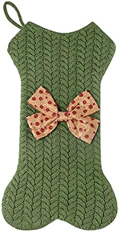 Božićna vrećica slatkiša u obliku kosti pletena s ukrasima Poklon vrećica s velikim otvorom u zelenoj boji