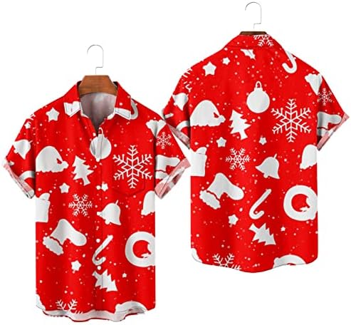 Wocachi božićni muški gumb dolje majice kratkih rukava, smiješna majica za kuglanje s božićnim božićnim majicama za kuglanje