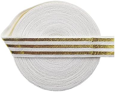 2 5 10 jardi 5/8 15 mm Zlatna linija s prugastom folijom, sklopiva elastična traka od spandeksa, kravata za kosu, šivaća