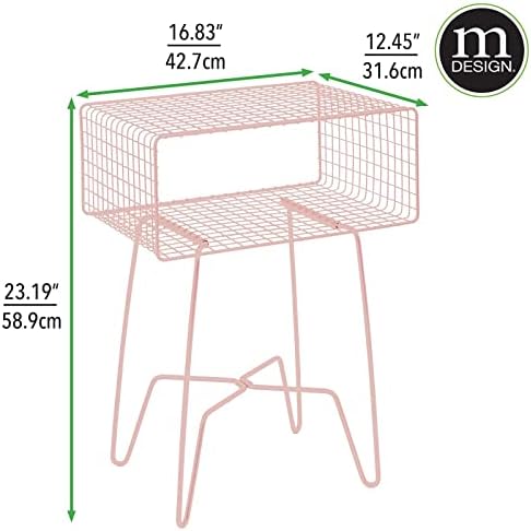 Moderni industrijski pomoćni stolić s policama za odlaganje, 2-slojni metalni stolić u minimalističkom stilu, metalni rešetkasti