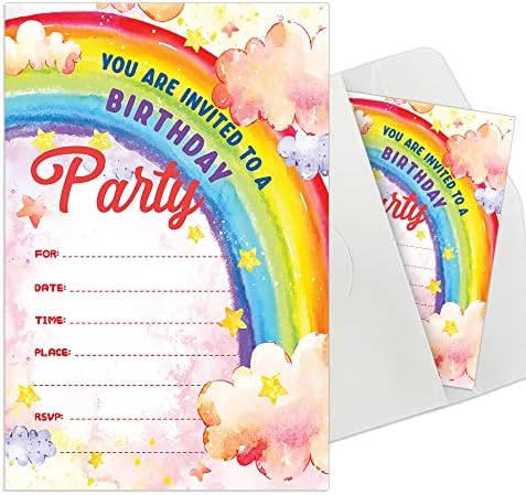 Cusrtyh pozivnice za rođendanske zabave ， Rainbow tema Pozivnice za rođendan ， Pozivnice za rođendan ， Dječje rođendanske