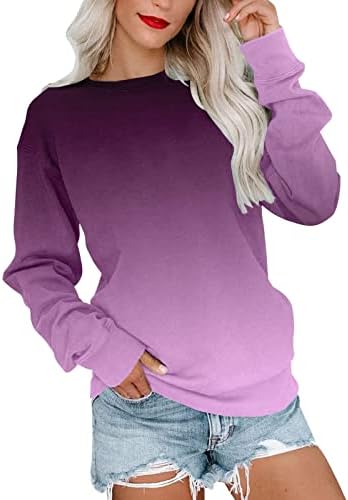 ; / Ženska ležerna majica dugih rukava s okruglim vratom, blok u boji / jednobojni Slatki pulover širokog kroja, lagani labavi