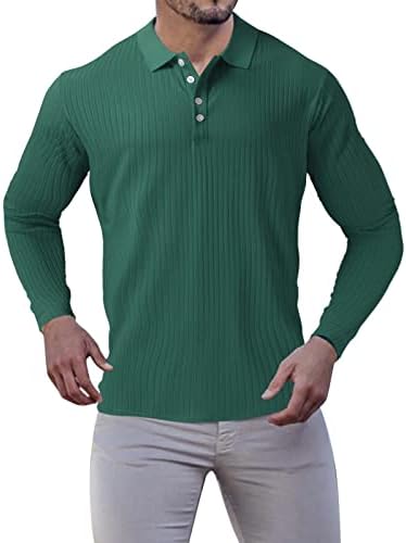 Košulja s ovratnikom Muška ležerna jesenska majica s prugastim tkaninama s ovratnikom na kopčanje vrhovi majica dugih rukava